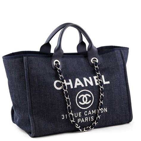 borse in canvas chanel immagini|Chanel denim shopping bags.